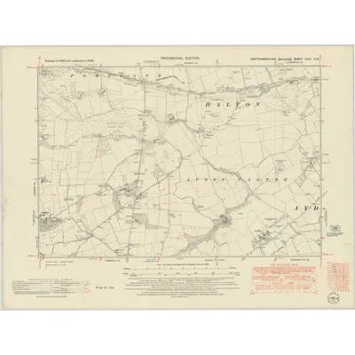 1946 Map of Northumberland nXCII.NW, 1952 Print