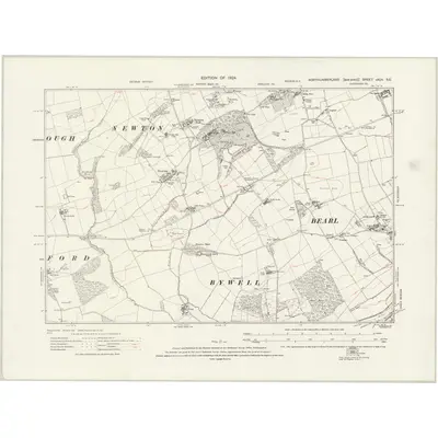 1920 Map of Northumberland nXCII.SE, 1924 Print