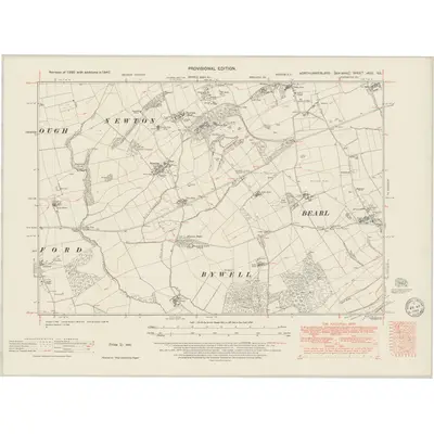1947 Map of Northumberland nXCII.SE, 1949 Print