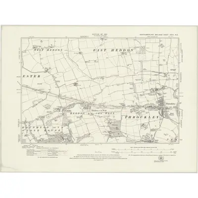 1913 Map of Northumberland nXCIII.NE, 1921 Print
