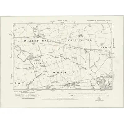 1913 Map of Northumberland nXCIII.NW, 1921 Print