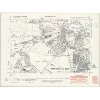 1938 Map of Northumberland nXCIV.NE, 1946 Print