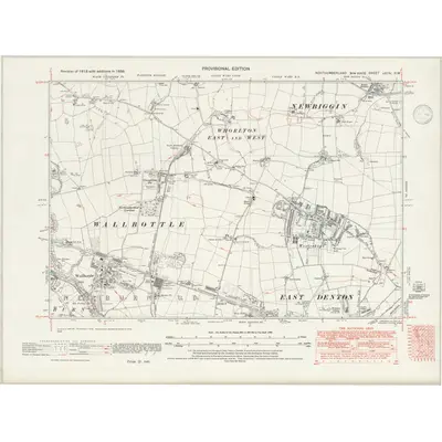 1938 Map of Northumberland nXCIV.NW, 1946 Print