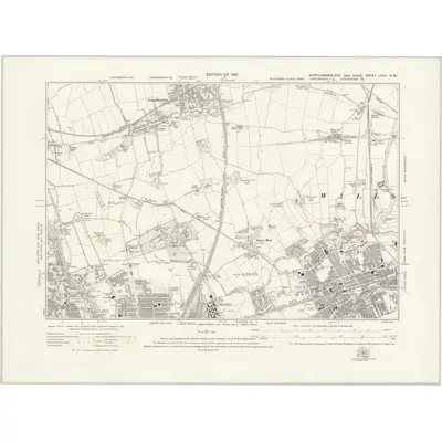 1913 Map of Northumberland nXCV.NW, 1921 Print
