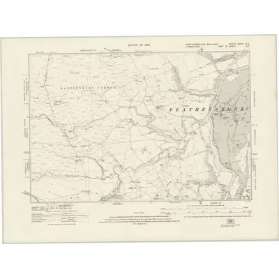 1920 Map of Northumberland nXCVII.NE, 1925 Print