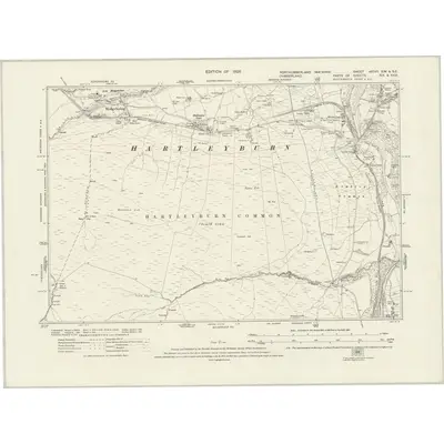 1919 Map of Northumberland nXCVII.SW & nXCVII.SE, 1926 Print