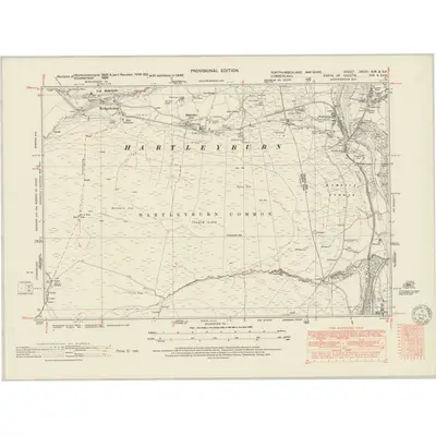 1946 Map of Northumberland nXCVII.SW & nXCVII.SE, 1951 Print