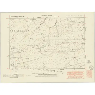 1946 Map of Northumberland nXCVIII.NE, 1951 Print