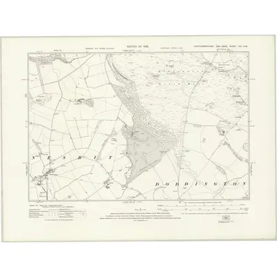 1922 Map of Northumberland nXI.SW, 1925 Print