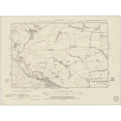1921 Map of Northumberland nXL.NE, 1949 Print