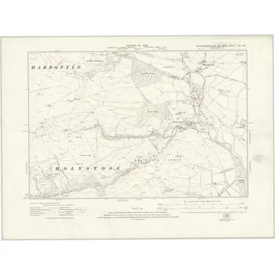1921 Map of Northumberland nXL.SE, 1925 Print