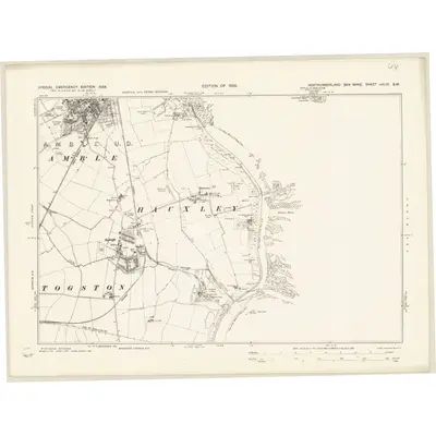 1938 Map of Northumberland nXLIV.SW, 1939 Print