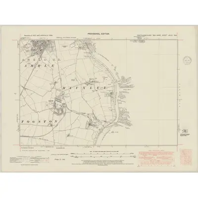 1938 Map of Northumberland nXLIV.SW, 1948 Print