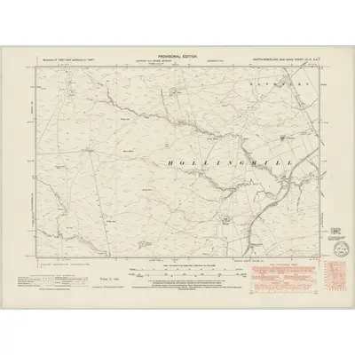1947 Map of Northumberland nXLIX.SE, 1949 Print