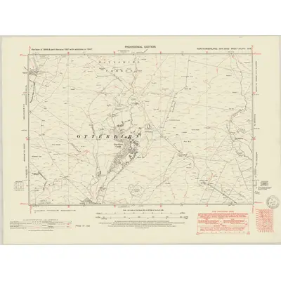 1947 Map of Northumberland nXLVIII.SW, 1951 Print