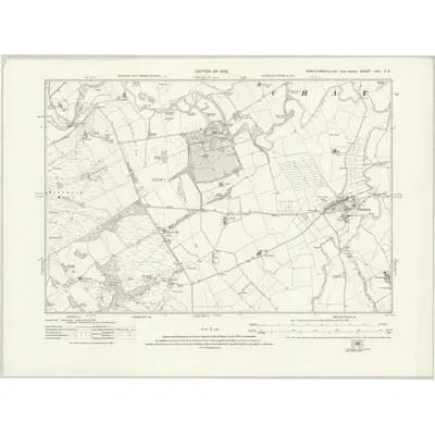 1922 Map of Northumberland nXVI.SE, 1925 Print