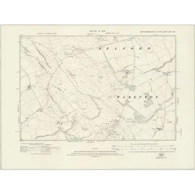 1922 Map of Northumberland nXVII.NW, 1925 Print