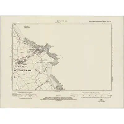 1922 Map of Northumberland nXVIII.NE, 1925 Print