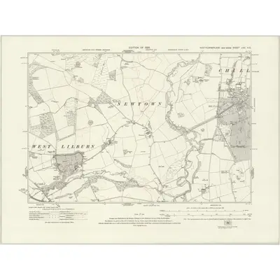 1922 Map of Northumberland nXXI.NE, 1925 Print