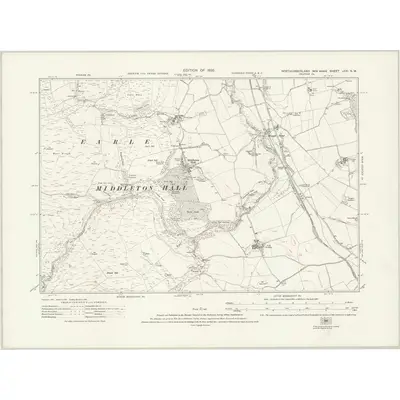1922 Map of Northumberland nXXI.NW, 1925 Print