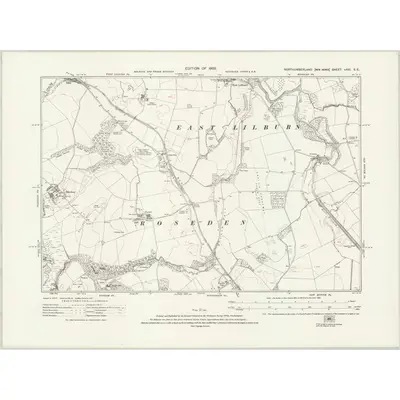 1921 Map of Northumberland nXXI.SE, 1925 Print