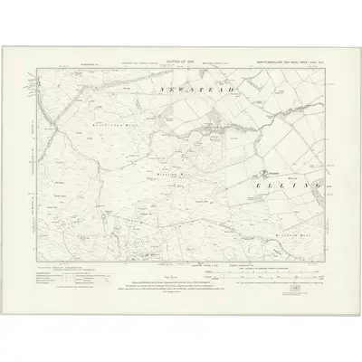 1922 Map of Northumberland nXXII.NE, 1925 Print