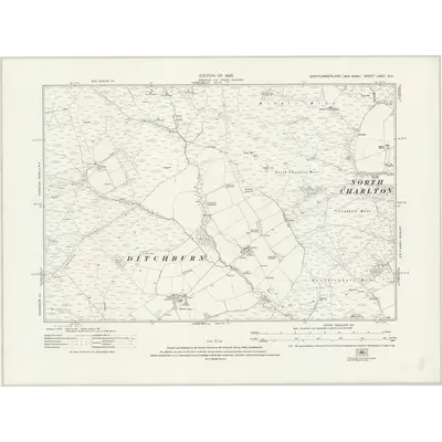 1922 Map of Northumberland nXXII.SE, 1925 Print