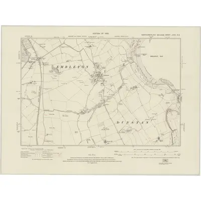 1922 Map of Northumberland nXXIII.SE, 1925 Print