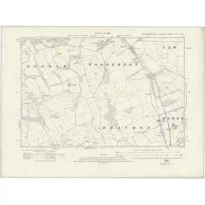 1921 Map of Northumberland nXXVII.NE, 1926 Print
