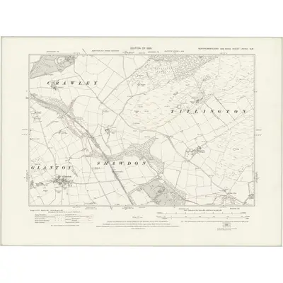 1921 Map of Northumberland nXXVIII.SW, 1926 Print