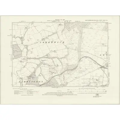 1921 Map of Northumberland nXXXIV.NE, 1926 Print