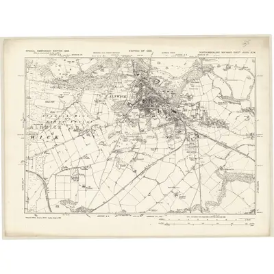 1938 Map of Northumberland nXXXV.NW, 1939 Print