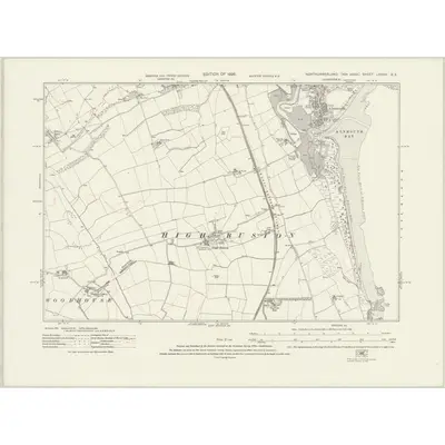 1921 Map of Northumberland nXXXV.SE, 1926 Print