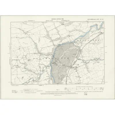 1895 Map of Northumberland XCI.SE, 1898 Print