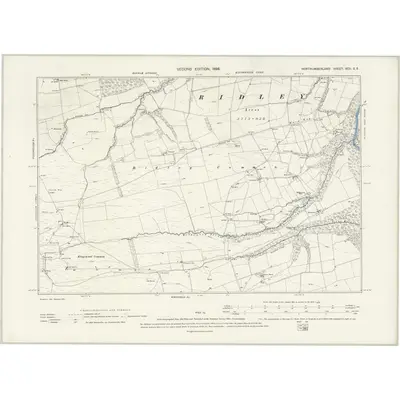 1895 Map of Northumberland XCII.SE, 1898 Print