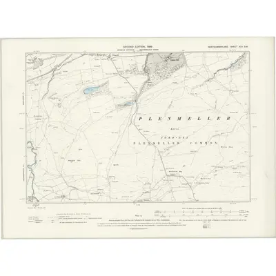 1895 Map of Northumberland XCII.SW, 1898 Print