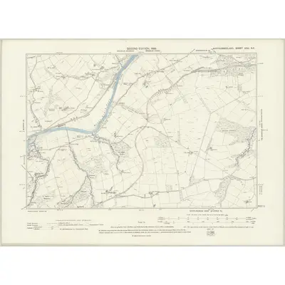 1895 Map of Northumberland XCIII.NE, 1898 Print