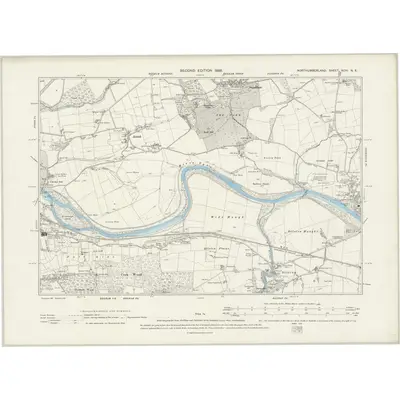 1895 Map of Northumberland XCIV.NE, 1898 Print