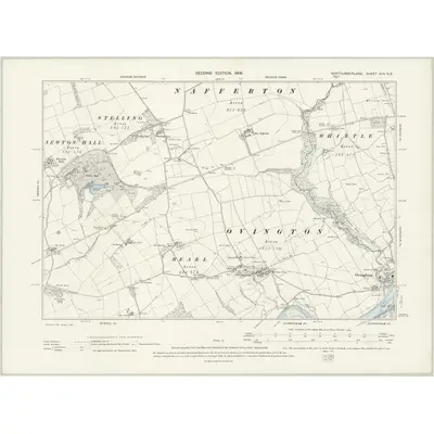 1895 Map of Northumberland XCV.NE, 1898 Print