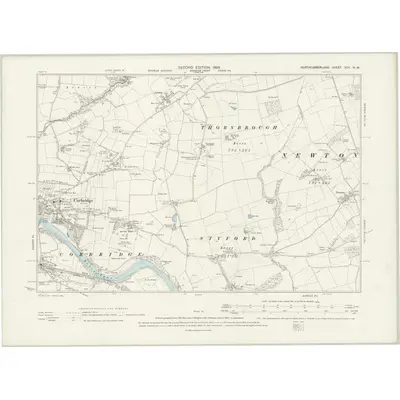 1895 Map of Northumberland XCV.NW, 1898 Print