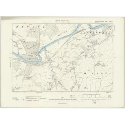 1895 Map of Northumberland XCV.SE, 1898 Print