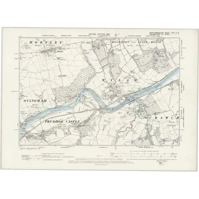 1895 Map of Northumberland XCVI.NW, 1899 Print