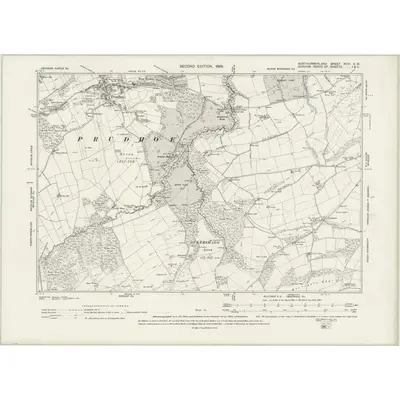 1895 Map of Northumberland XCVI.SW, 1899 Print