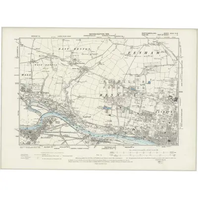 1894 Map of Northumberland XCVII.NW, 1899 Print