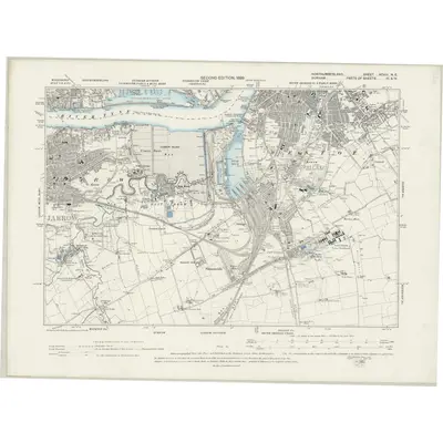 1894 Map of Northumberland XCVIII.NE, 1899 Print