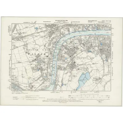 1894 Map of Northumberland XCVIII.NW, 1899 Print