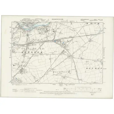 1894 Map of Northumberland XCVIII.SW, 1899 Print