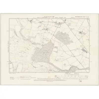 1896 Map of Northumberland XI.SE, 1899 Print