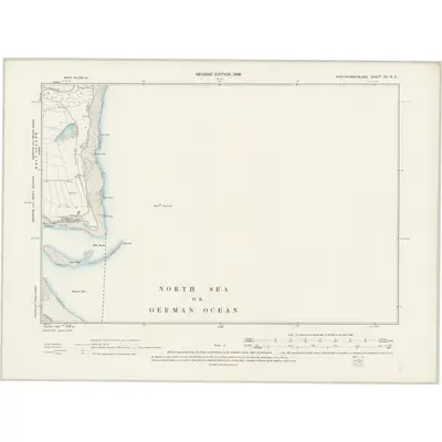 1896 Map of Northumberland XII.NE, 1899 Print