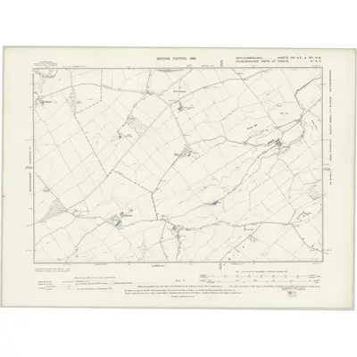 1896 Map of Northumberland XIIB.NE & XIII.NW, 1899 Print